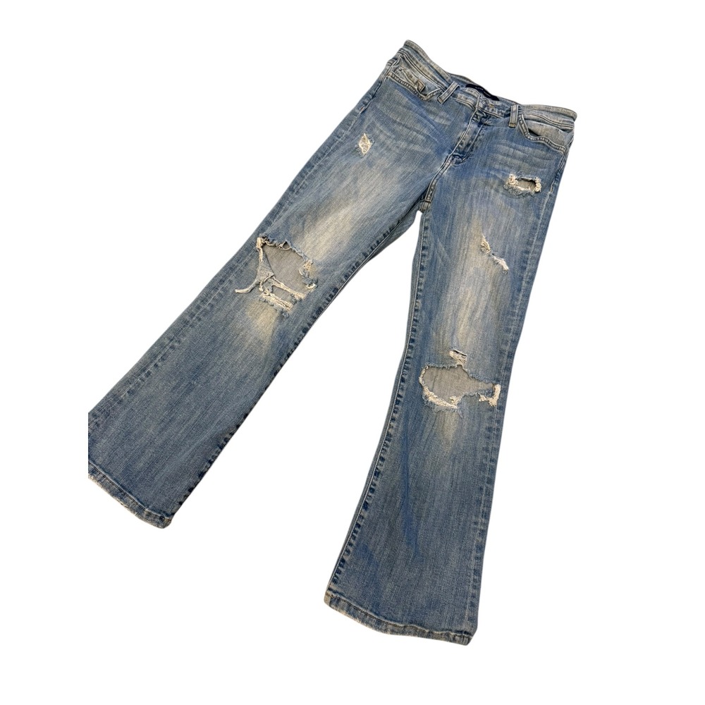 Women's Flying Monkey Distressed High‎ Rise Cropped Flare Jeans Size 28